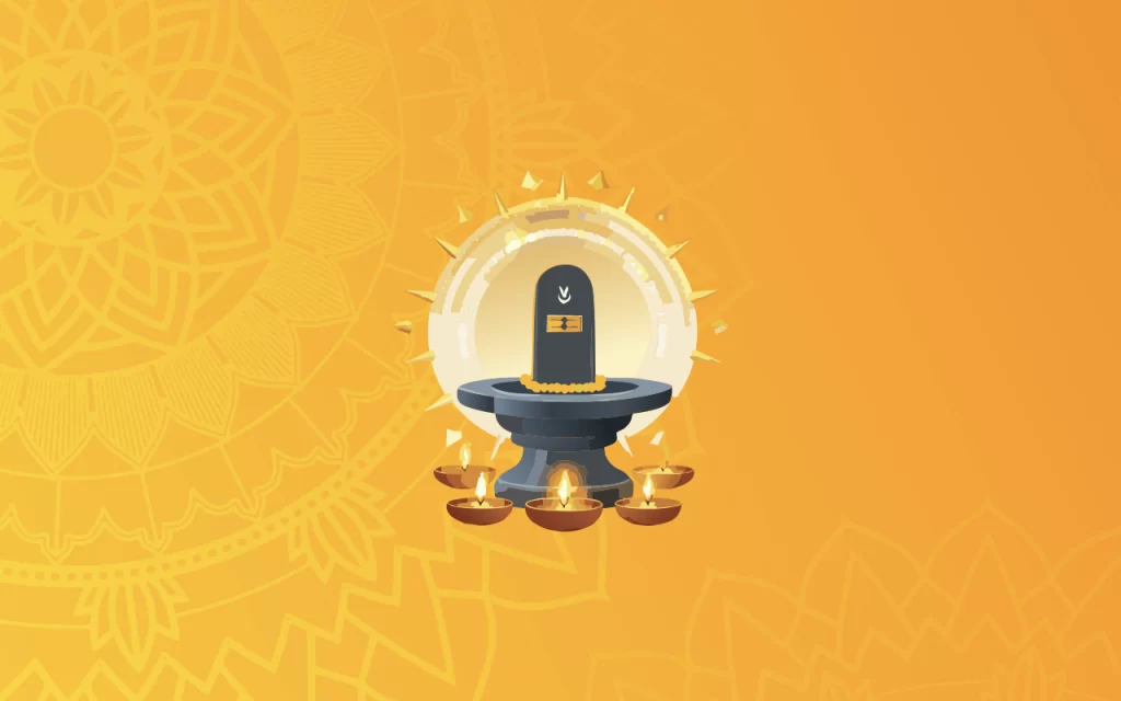 Shiva Lingam decorated with glowing diyas for Karthika Puranam Day 7 — Hindu festival image symbolizing devotion to Lord Shiva during the sacred month of Karthika.